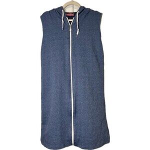 Moda‎ Pinhan Sleeveless Sweatshirt Full Zip Hoodie Vest Long Above Knee Size 44